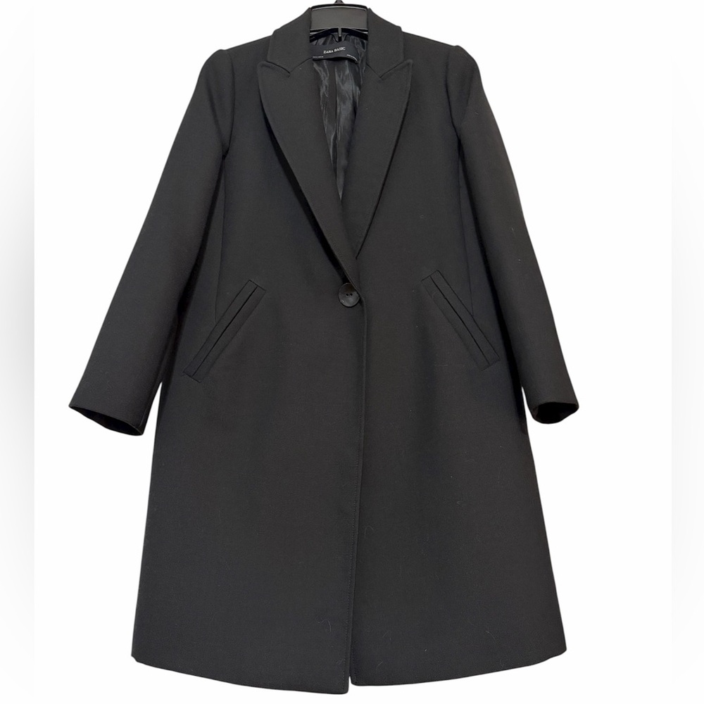 Zara Basic Black Tailored Short Coat – Women’s M – Made in Morocco